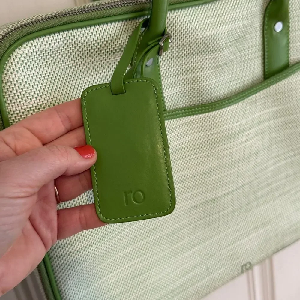 Ro Lulu lime green designer messenger laptop carry on bag purse briefcase